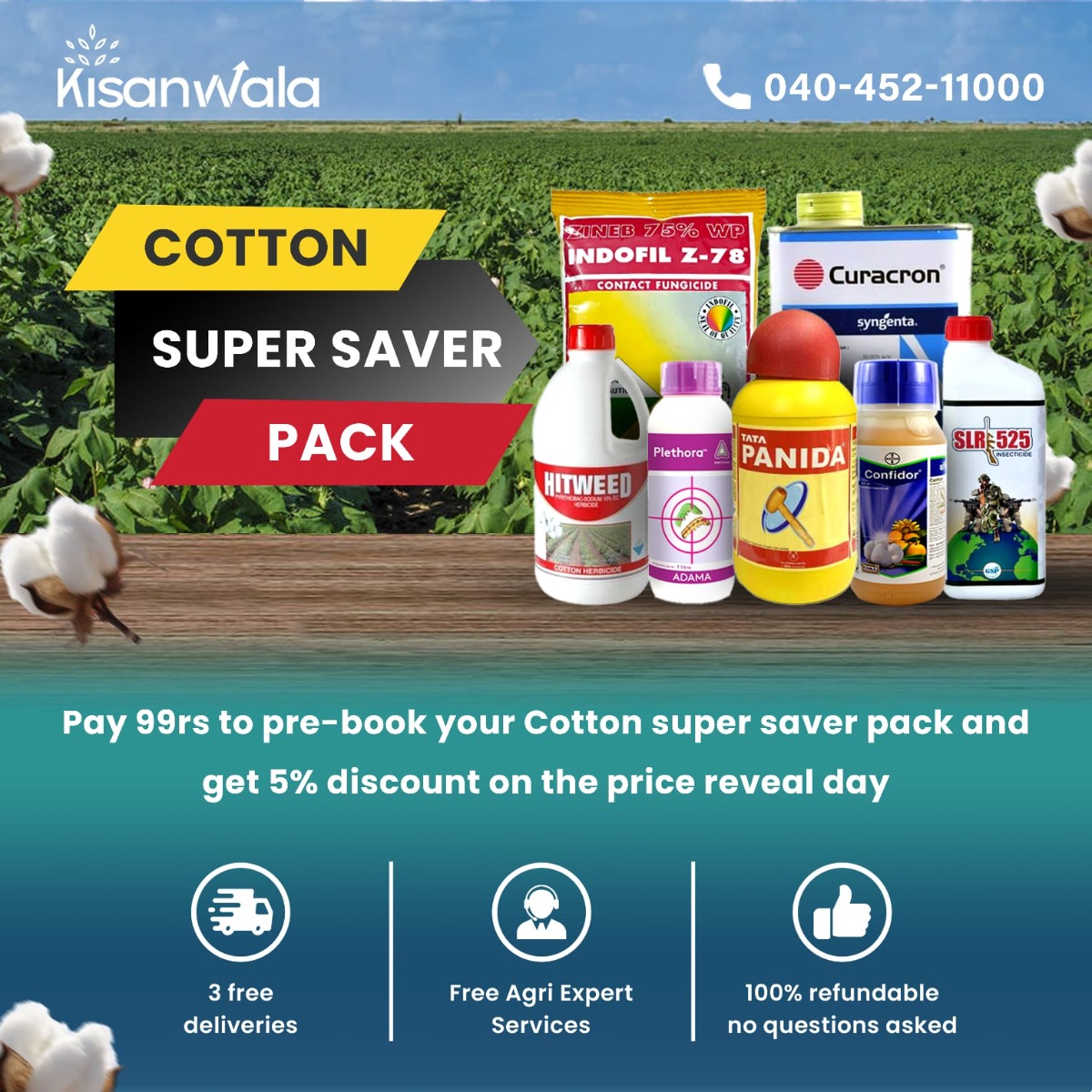 Kisanwala-COTTON SUPER SAVER PACK–2-Crop Protection,Insecticide,Herbicide,Fungicide,Herbicides